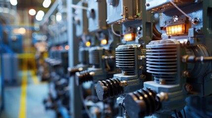 Fototapeta premium Three springs are being heated up in a factory