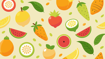 Tropical Fruit Seamless Pattern Vibrant and Lush Designs for Summer Decor