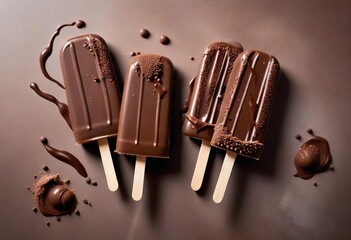 Obraz premium chocolate-covered thick popsicles, product shot 