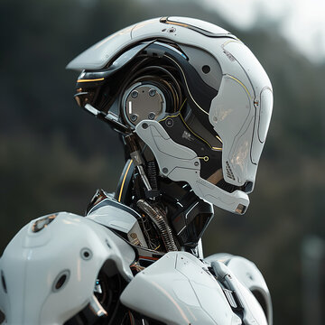 robot cyborg soldier  robot face, Artificial intelligence concept. Generative AI