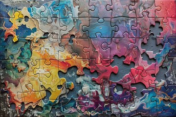 Jigsaw puzzle with ai generated missing piece for a unique challenge and fun experience