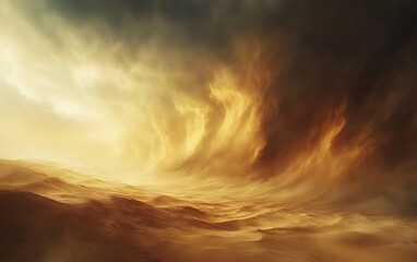 Naklejka premium Photorealistic Depiction of a Sandstorm Sweeping Across a Desert