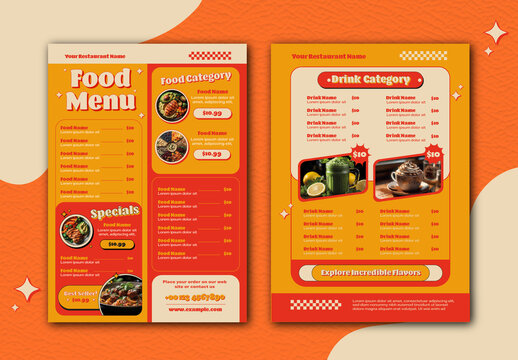 Red and Orange Retro Restaurant Food Menu Template
