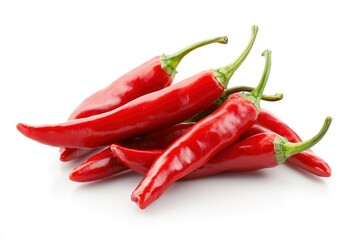 red hot Chili Peppers isolated on white background, full depth of field , ai