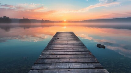 Obraz premium Calm weather on sea or ocean with clouds sunrise morning view