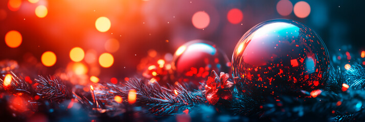 Christmas, new year luxury template with place for text. Social media post, banner, header, email, cover, flyer brochure, invitation, greeting card. Trendy elegant modern design. Generative Ai content