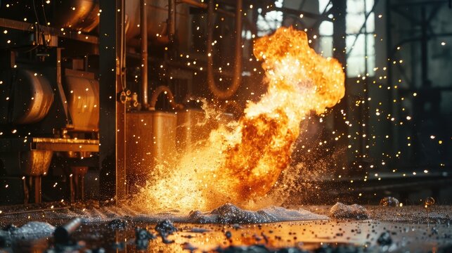 Reaction of calcium carbide with water leading to flammable acetylene gas formation and subsequent fire