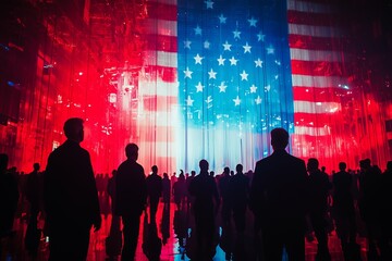 Captivating Visual of Republican National Convention with American Flag and Red, White, and Blue Themes