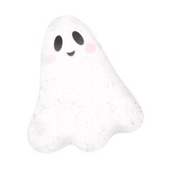 Background  cute ghost. Hand drawn spooky ghost.  Watercolor  Halloween illustration isolated on white background.Decor for children.