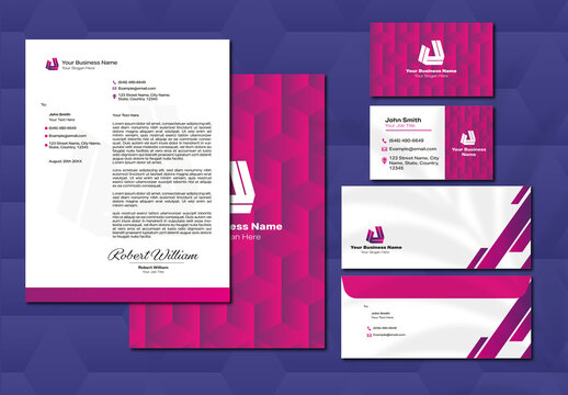 Pink and White Modern Corporate Stationery Branding Set