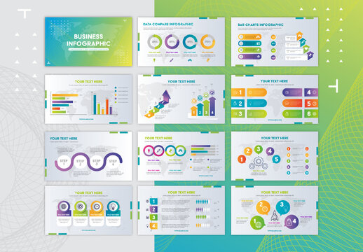 Colorful Modern Business Infographic Data Statistics Presentation Template