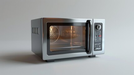 Fototapeta premium Stainless Steel Microwave Oven 3D Render