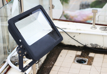 Old LED lighting on the building