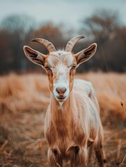 Obraz premium goat isolated on spring background