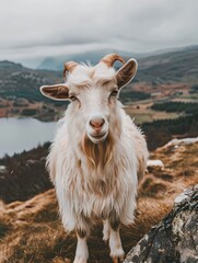 Obraz premium goat isolated on spring background