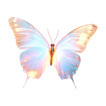 Glowing Butterfly With Luminescent Wings On Transparent Png Background For Magical Nature Themes . Generative ai