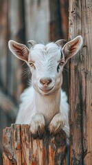 goat isolated on wooden background