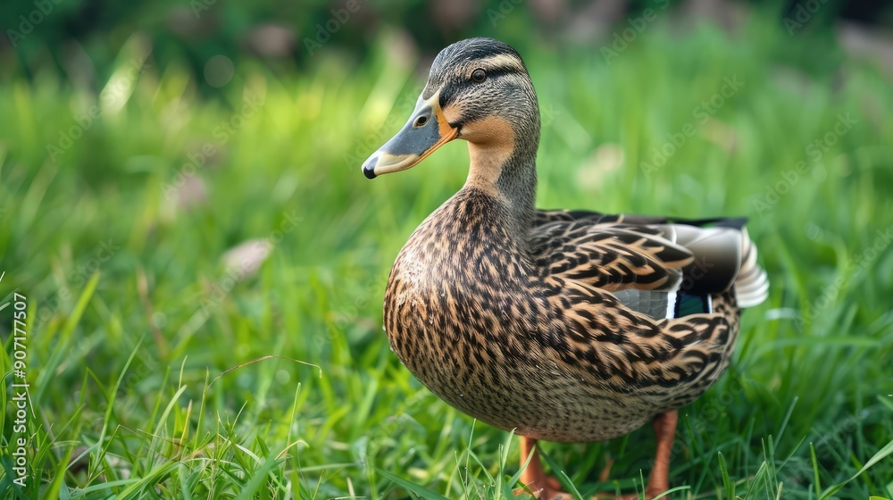 Wall mural duck on the grass