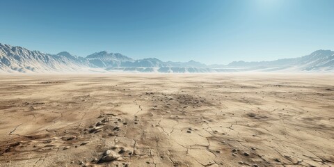 Expansive Desert Landscape with Mountain Range
