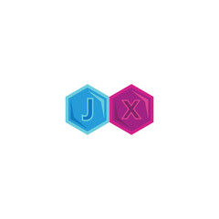Letter J X hexagon, colors geometric symbol simple logo vector