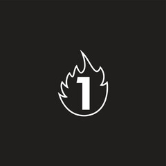 Number 1 fire geometric symbol simple logo vector