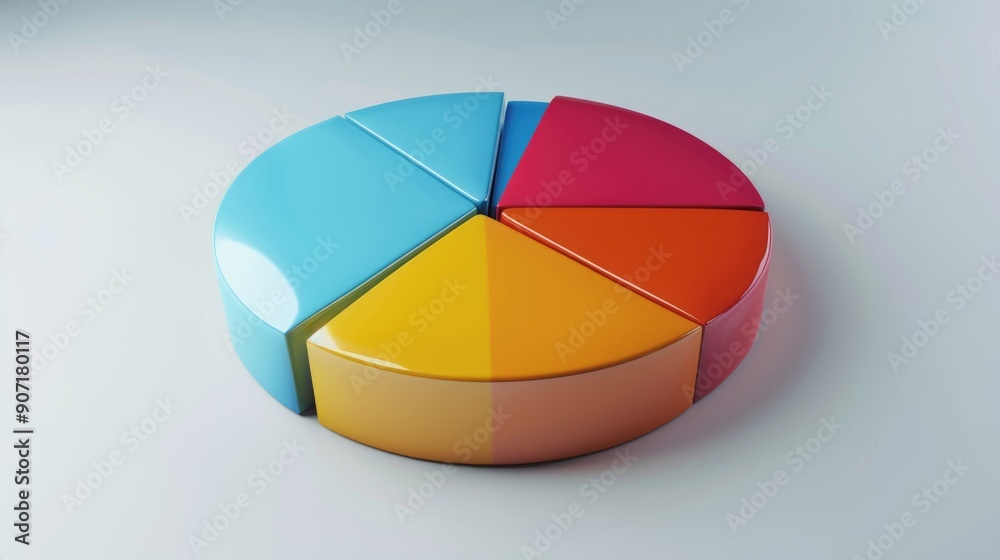 Aufkleber A vibrant and colorful pie chart displayed on a plain white background, ideal for illustrating data visualizations or presenting statistics