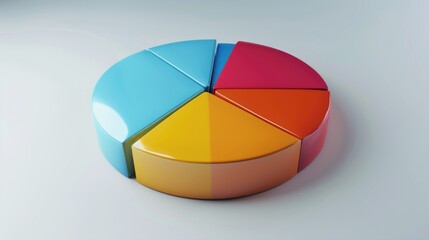A vibrant and colorful pie chart displayed on a plain white background, ideal for illustrating data visualizations or presenting statistics