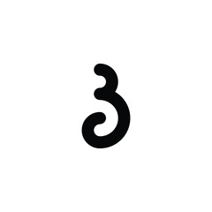 Number 3 curve, unique geometric symbol simple logo vector