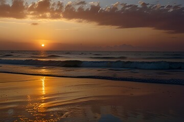 Fototapeta premium sunset on the beach HD 8K wallpaper Stock Photographic ImageBy Ahmad Generative AI
