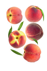 Falling  Peach, isolated on white background