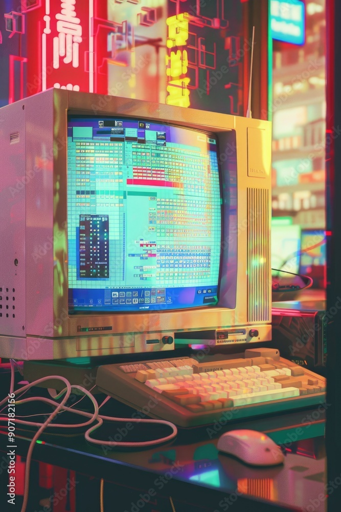 Poster a computer monitor sitting on a desk