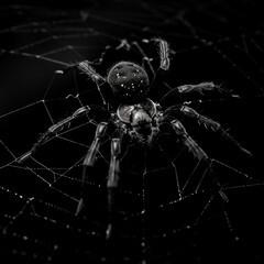 Obraz premium A black spider on a misty background.