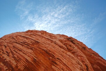 Worm's eye view of Red Rock Canyon cliff.