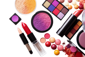 Vibrant Assortment of Makeup Products On Transparent Background