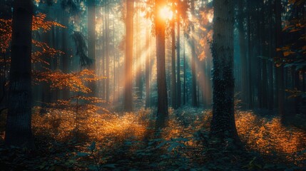 A sunny day in the woods with dappled light, perfect for outdoor activities or nature-inspired designs