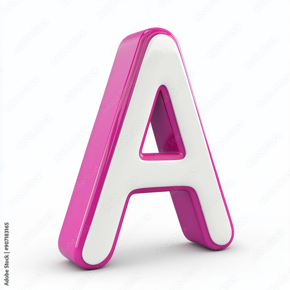 Canvas Prints Stylish Pink and White Letter A in 3D Design