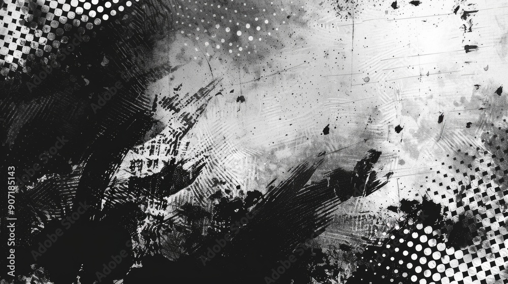 Poster A black and white image featuring a distressed or worn-out surface, often used for abstract designs or as a texture