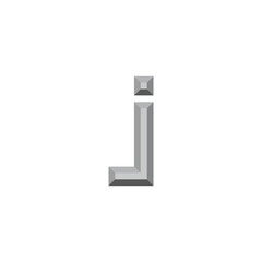 Letter j silver, 3d geometric symbol simple logo vector