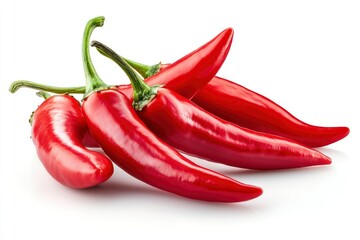 red hot Chili Peppers isolated on white background, full depth of field, ai