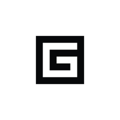 Letter G outline, square geometric symbol simple logo vector