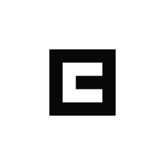 Letter C outline, square geometric symbol simple logo vector