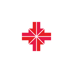 Plus, ribbon, geometric symbol simple logo vector