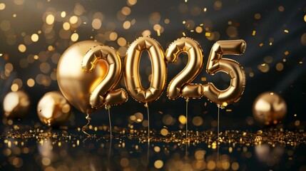 Number 2025. Merry Christmas and Happy New Year concept. Selective focus background and copy space