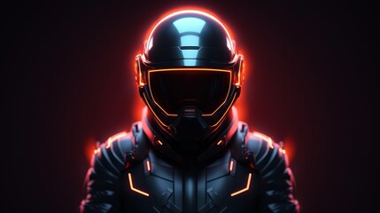 Futuristic Space Suit with Glowing Orange Details