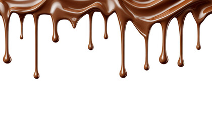 Melted brown chocolate dripping on white background, with clipping path 3D illustration.