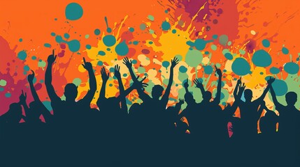 cheering crowd at rock concert in front of bright lights