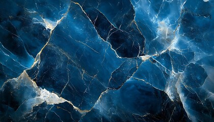 Striking Blue Marble with Black and White Veining, Smooth Polished Texture