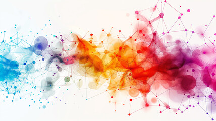 Colorful abstract geometric with molecular structure isolated on white background