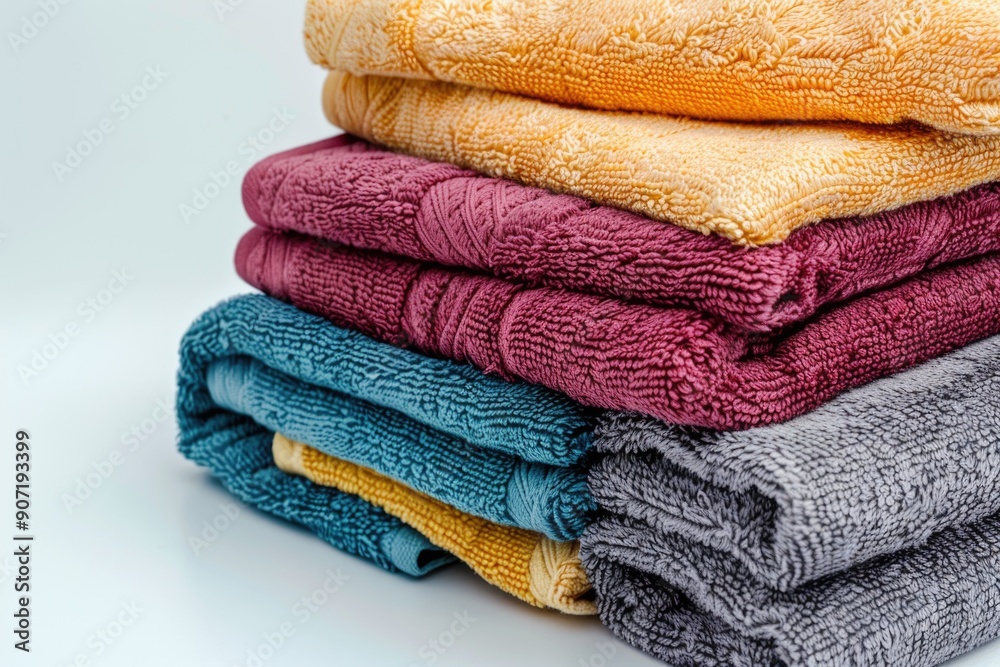 Poster A stack of towels placed on top of each other, perfect for use in various settings