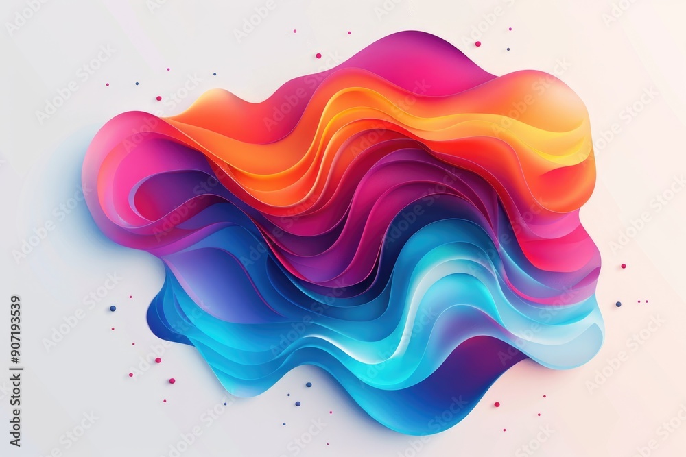 Poster a vibrant abstract design featuring wavy patterns and twinkling stars on a bright blue background